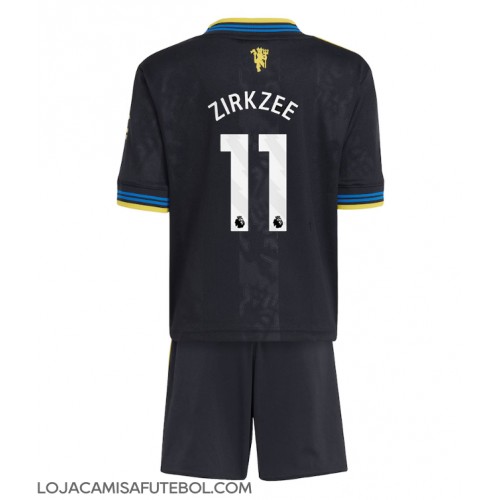Camisa de Futebol Manchester United Joshua Zirkzee #11 Equipamento Alternativo Infantil 2025-26 Manga Curta (+ Calças curtas)